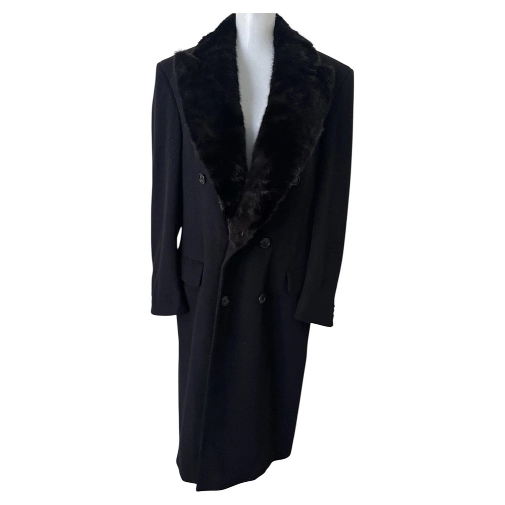 VTG Saks Fifth Avenue  Cashmere Coat Fur Collar Women's Medium? Black